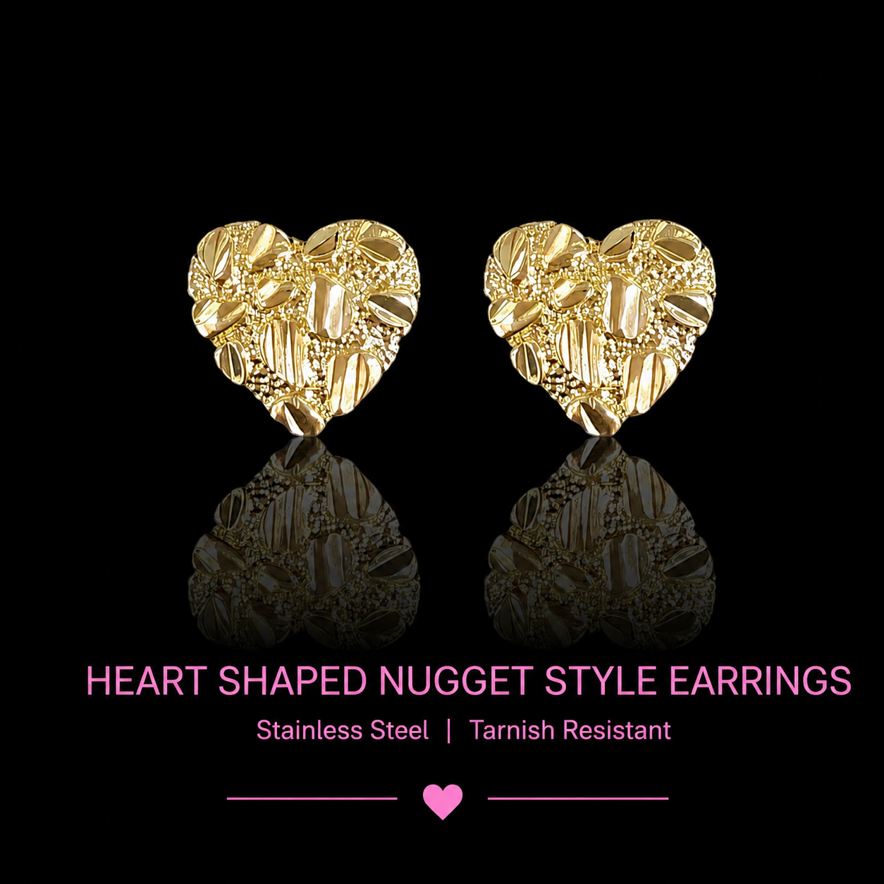 Nugget heart style earrings